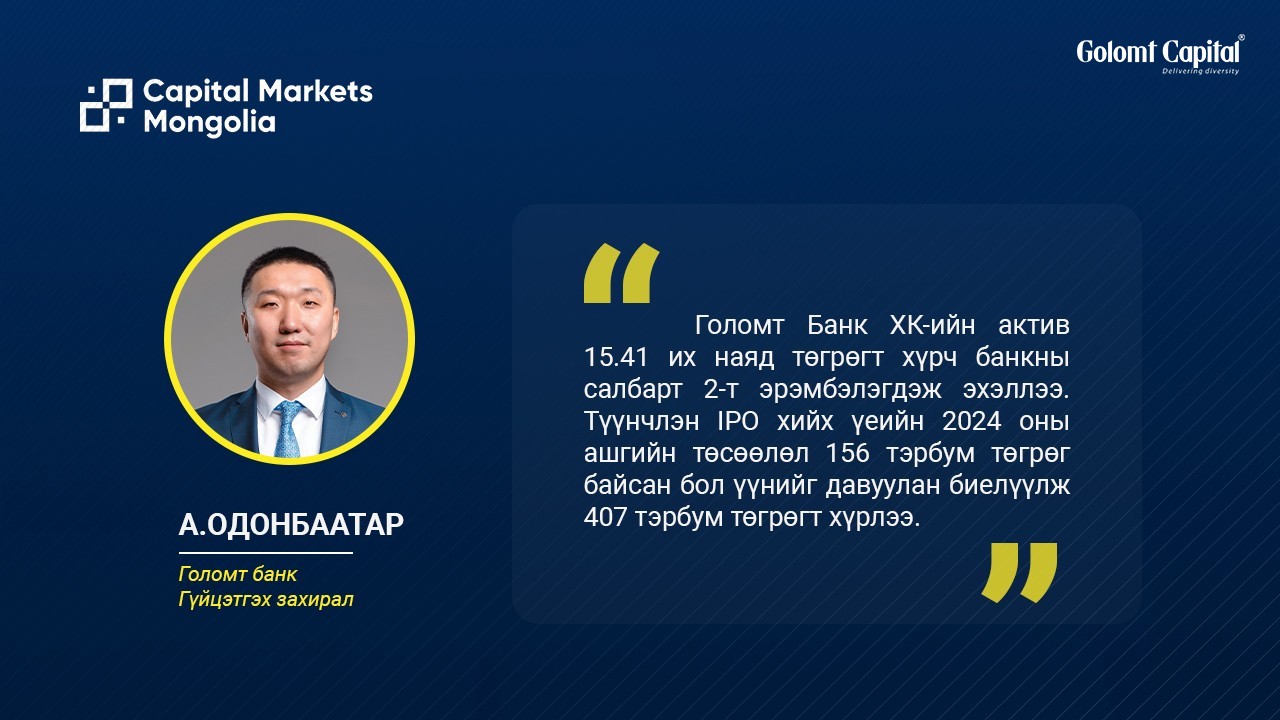 Earnings Call: Голомт банк 2024 онд 406.7 тэрбум төгрөгийн цэвэр ашигтай