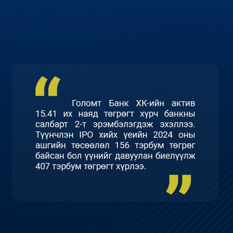 Earnings Call: Голомт банк 2024 онд 406.7 тэрбум төгрөгийн цэвэр ашигтай